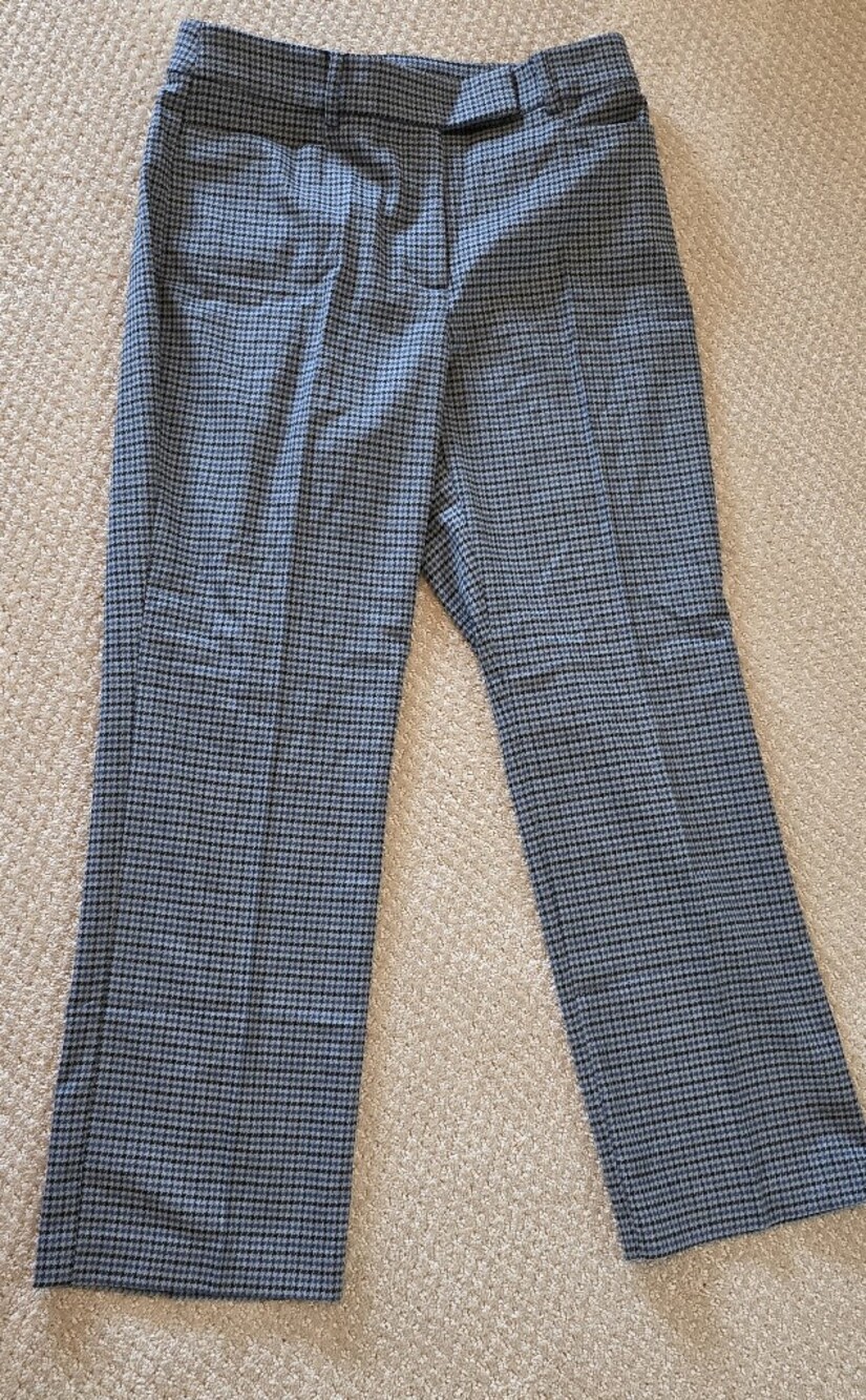 Classic Houndstooth Dress Pants in Black and White "Curvy Fit"